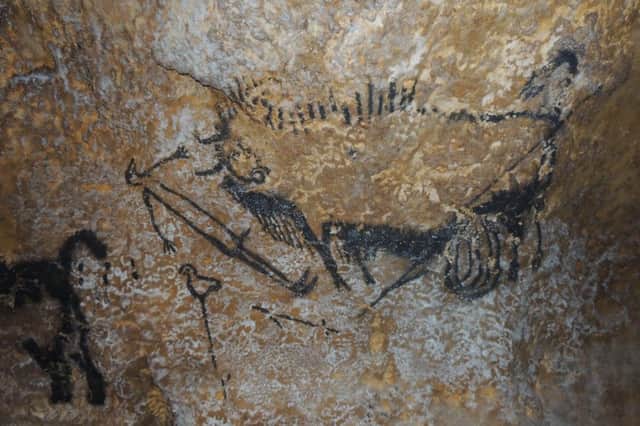 A detail from the Lascaux Shaft cave painting in France. Picture: Alistair Coombs.