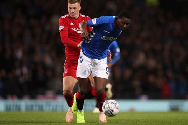 Lewis Ferguson battles Rangers' Umar Sadiq in the Betfred Cup semi-final at Hampden. Picture: Ian MacNicol/Getty Images