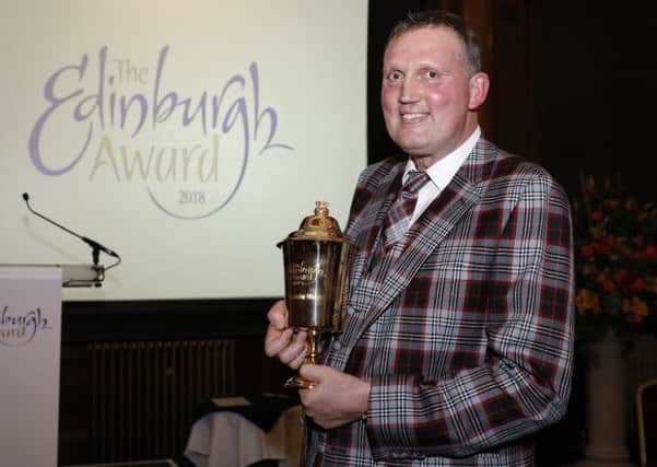 Charity campaigner and Scottish rugby legend Doddie Weir receiving the City of Edinburgh Award. His foundation has donated to the Funding Neuro campaign. 
Credit: City of Edinburgh Council