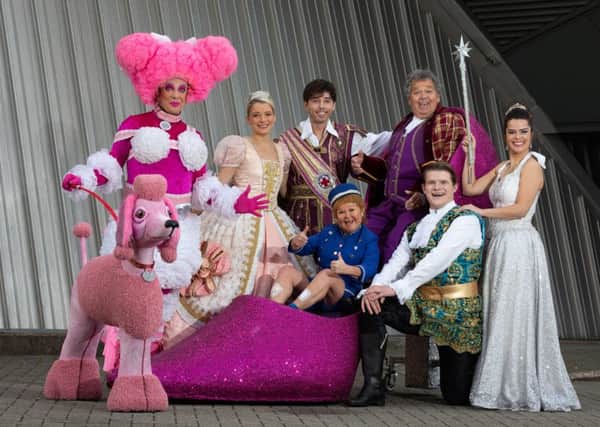 Gavin Mitchell (back row, left) with the cast of Cinderella