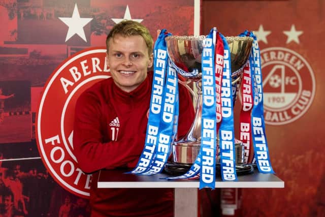 28/11/18
PITTODRIE - ABERDEEN
Aberdeen winger Gary Mackay-Steven looks ahead to the Betfred Cup final against Celtic