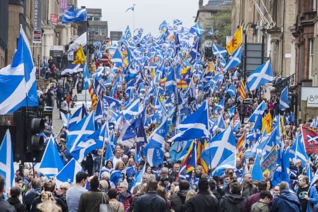 An All Under One Banner rally in Glasgow is a sea of Saltires but Pamela Nash says the flag is not only a nationalist symbol, unionists can fly it too (Picture: John Devlin)