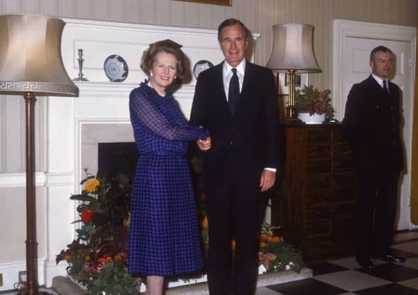 Margaret Thatcher meets then US Vice-President George HW Bush in 1985. (Picture: Fox Photos/Hulton Archive/Getty Images)