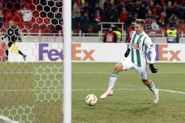 Rapid Vienna's Philipp Schobesberger scores his side's late winner. Picture: AP