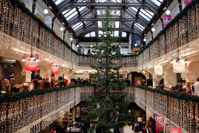 GV of Jenners Christmas tree to possibly accompany article about lights switch-on. 9/11/14.
