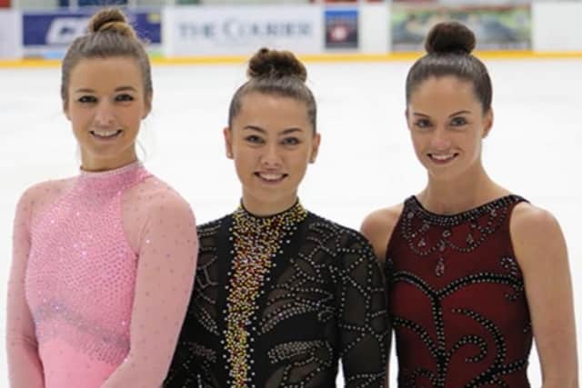 Karly Robertson (l) and Natasha McKay (r) with fellow Dundee skater Anastasia Vaipan Law.