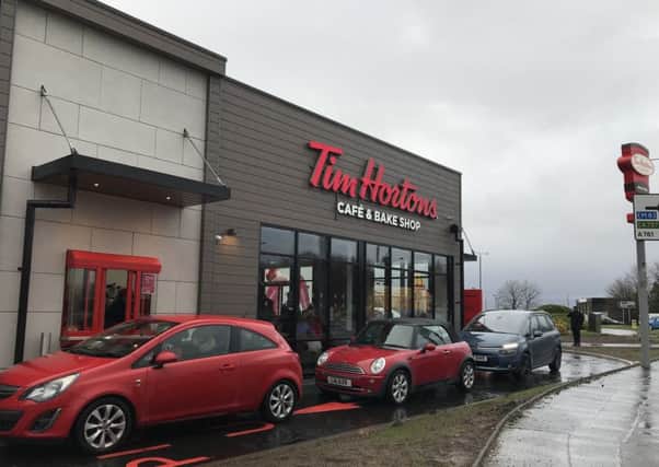 Tim Hortons fans queued for hours at the store on Linwood Road in Paisley. Picture: Contributed