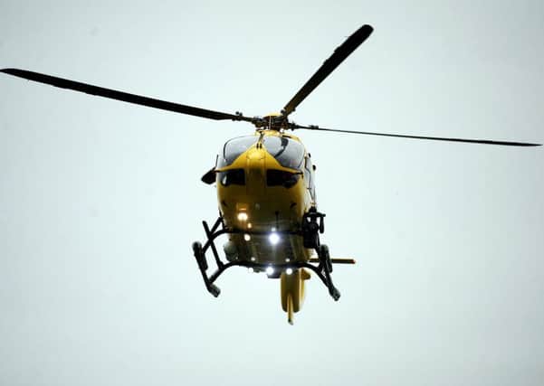The victim was transferred from Polmont to hospital by a Scottish Air Ambulance helicopter