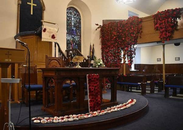 The poppy display at Cumbernauld Old Parish Church