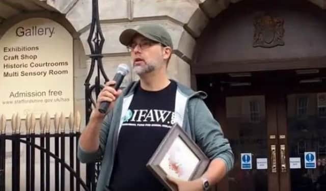 Jordi Casamitjana talking at an animal welfare protest in 2016. Picture: YouTube