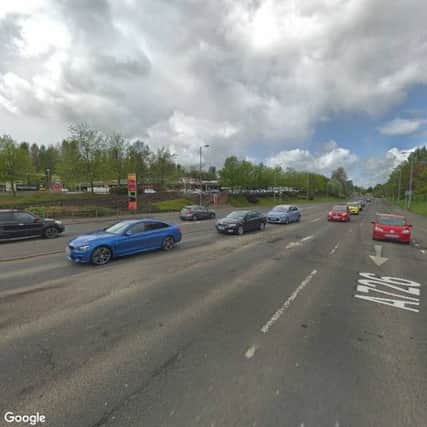 The incident happened as the 33-year-old was crossing Nitshill Road at its junction with Darnley Mains Road near to Sainsburys. Picture: Google