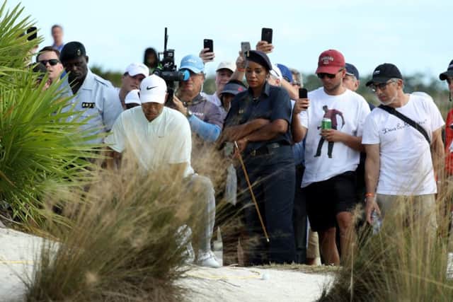 Tiger Woods in difficulty at the 18th hole during round two of the Hero World Challenge. Pictrue: Rob Carr/Getty Images