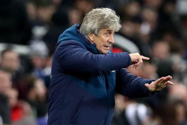 Manuel Pellegrini gives his team instructions during the match with Newcastle United. Picture: Getty Images