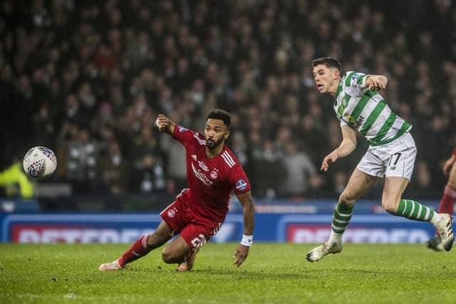 Ryan Christie scores the only goal of the Betfred Cup final. Picture: John Devlin