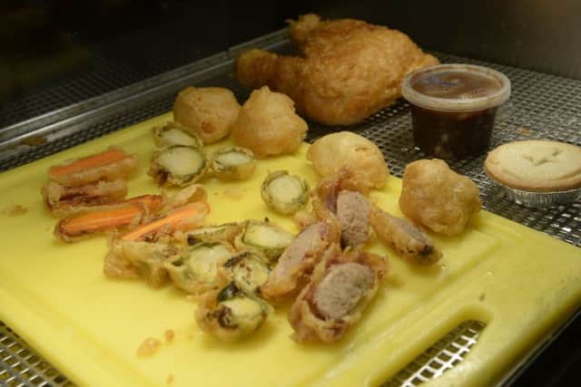 The deep fried Christmas dinner. Picture: SWNS