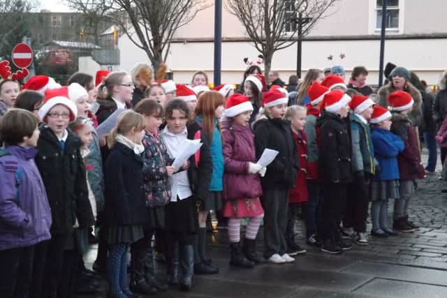 The Bute Schools Choirs at Guildford Square for the switch-on of the Christmas lights in 2014.
