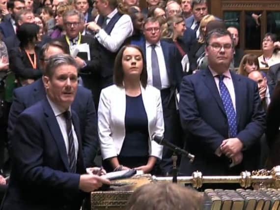 Shadow Brexit Secretary Sir Keir Starmer speaks following a vote to hold the government in contempt of parliament