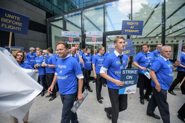 Ryanair pilots on strike for better pay and working conditions earlier in the year. Picture: Getty