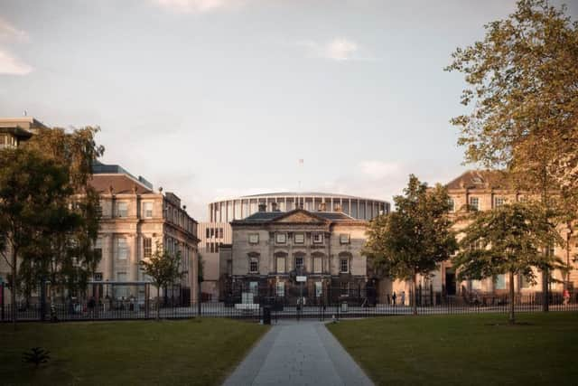 An artists impressions of The Impact Centre  the proposed concert hall behind Royal Bank of Scotlands Dundas House headquarters in St Andrew Square, Edinburgh. Picture: HayesDavidson