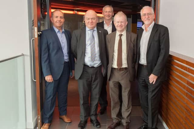 Left to right: MSP John Mason; Elevator's operations director Andrew Burnett; MSP Gordon McDonald; Elevator's deputy chief executive Graham Morgan; and Elevator's CEO Gary McEwan. Picture: Michal Wachucik
