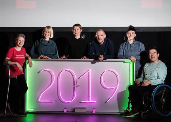 NTS artistic director Jackie Wylie, third from left, alongside key creatives for the 2019 season, from left: Claire Cunningham, Cora Bissett, Stewart Laing, Nic Green and Robert Softley-Gale