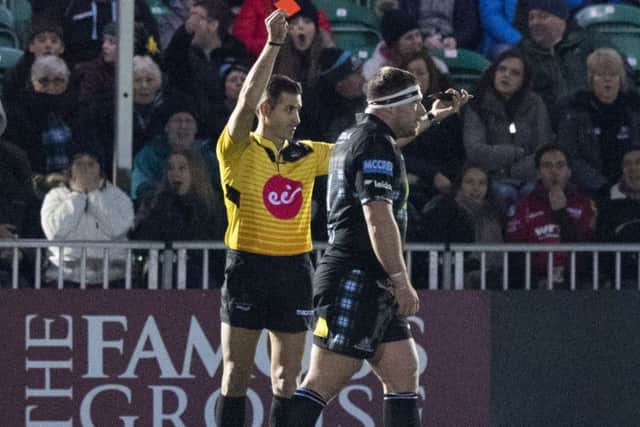 Warriors Alex Allan was shown the red card against Scarlets/ Picture: SNS