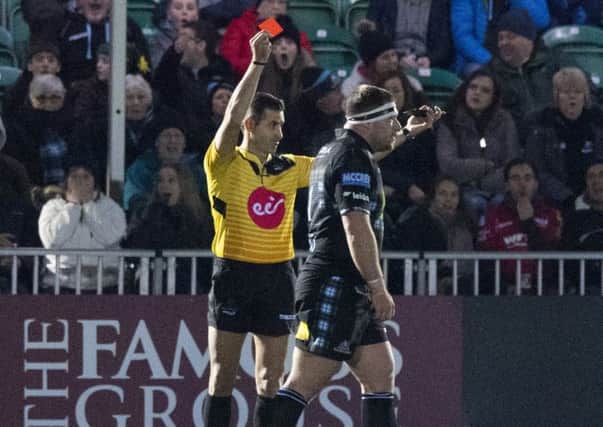 Warriors Alex Allan was shown the red card against Scarlets/ Picture: SNS