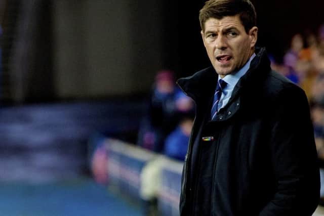 Steven Gerrard watched his side go down 1-0 at home to Aberdeen with Alfredo Morelos being sent off for a third time this season. Picture: SNS Group