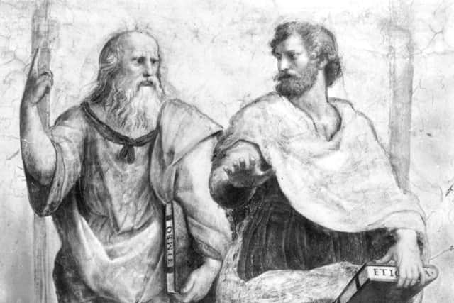 Plato and Aristotle, right, chat about the dangers of Nigel Farage 2,378 years ago (Picture: Picture Post/Getty)