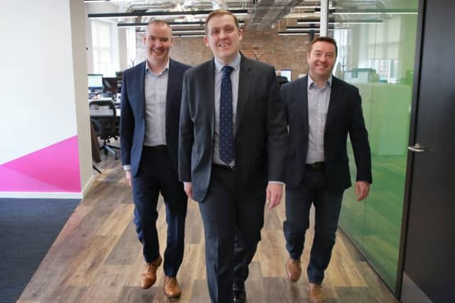 Left to right are Craig Donnelly, Neil Logan and Stuart Kerr of Incremental Group. Picture: Stewart Attwood