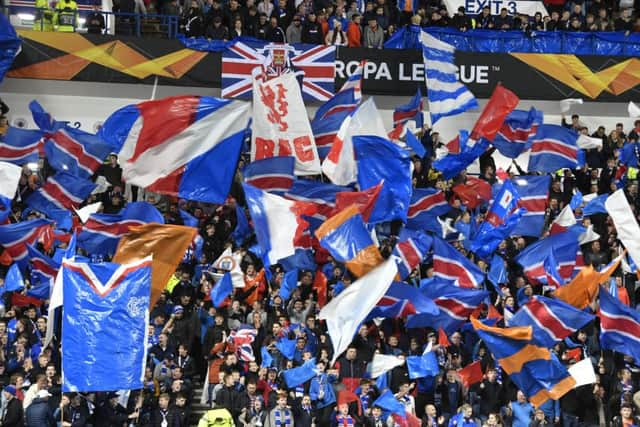 A general view of Rangers fans at a Europa League fixture. Picture: SNS Group