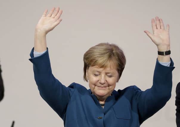 German Chancellor and chairwoman of the German Christian Democratic Union (CDU), Angela Merkel. Picture: AP Photo/Michael Sohn