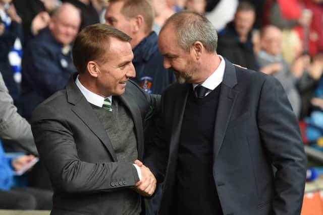 Celtic manager Brendan Rodgers, left, with Kilmarnock boss Steve Clarke. Picture: Craig Foy/SNS
