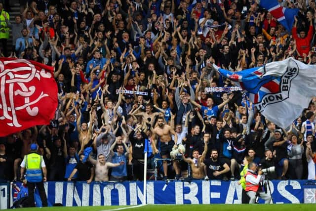 A general view of Rangers fans at a Europa League fixture. Picture: SNS Group