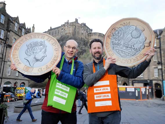 Stuart Hay and Andy Kerba of Living Streets Scotland launching the report in Edinburgh today. Picture: Colin Hattersley