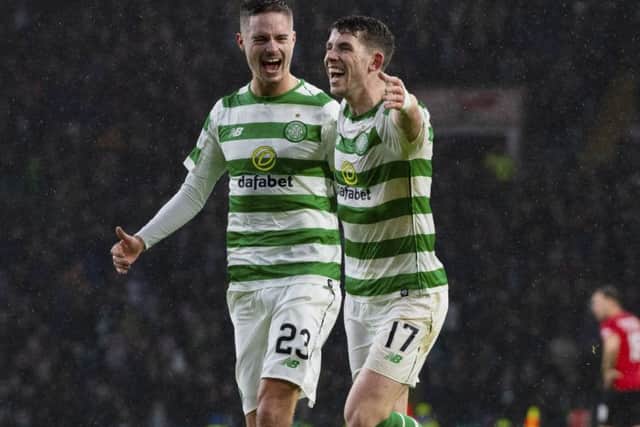 Ryan Christie celebrates his goal for Celtic. Pic: SNS/Craig Williamson