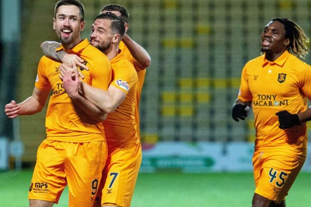 Livingston's Ryan Hardie scores the give his side the lead. Pic: SNS/Ian Gerogeson
