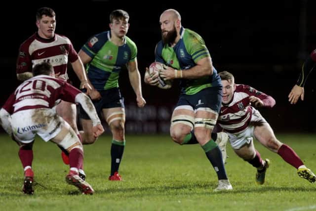 Watsonians' DJ Innes and Boroughmuir's Rory Drummond. Pic: SNS/SRU/Graham Stuart