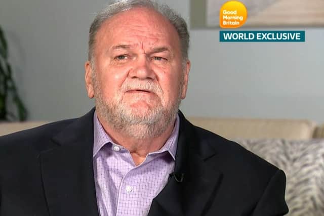 Thomas Markle, Meghan Markle's father, is seen in a still taken from video as he gives an interview to ITV's Good Morning Britain program. Picture: Reuters