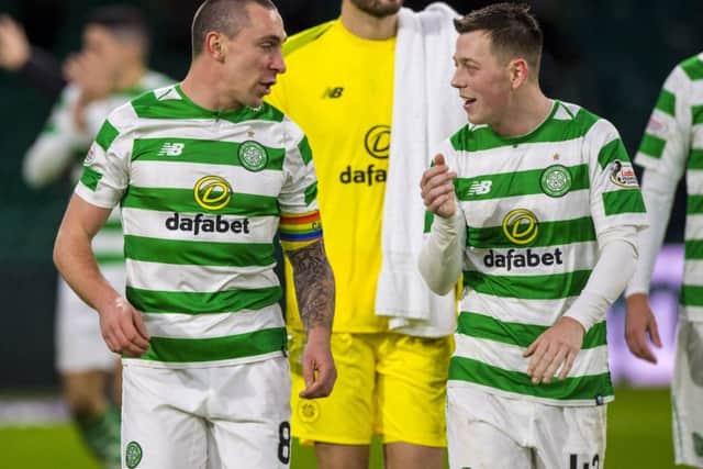 Callum McGregor, right, is sure Scott Brown will return to the Celtic side as a major influence. Picture: SNS.