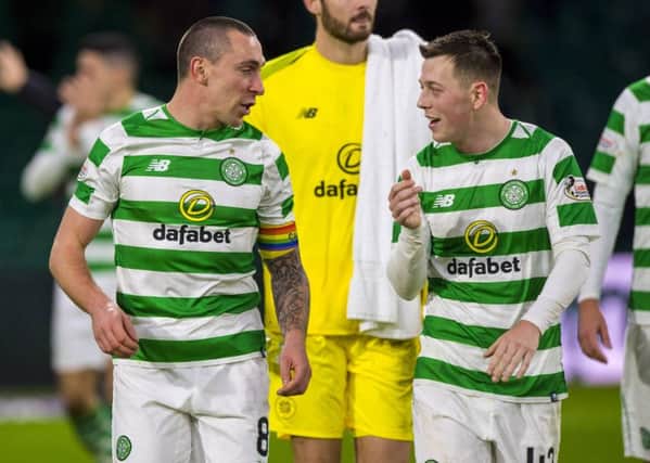 Callum McGregor, right, is sure Scott Brown will return to the Celtic side as a major influence. Picture: SNS.