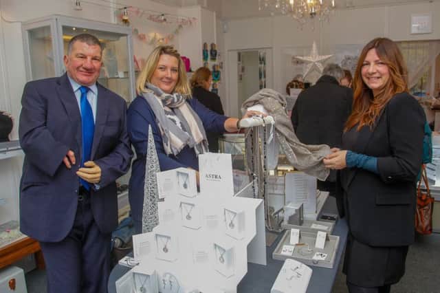 Jeremy Balfour MSP and Cllr Janet Lay-Douglas visit Jenny of Jenny Blossom Jewellers in Bonnyrigg High Street as part of a small business initiative.