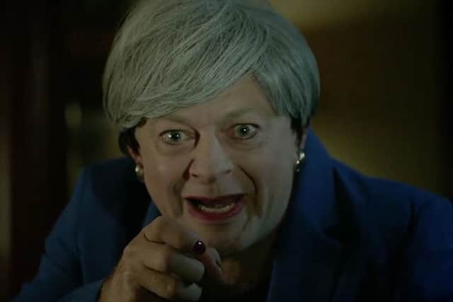 Andy Serkis revived his Gollum charcater to poke fun at Theresa May.