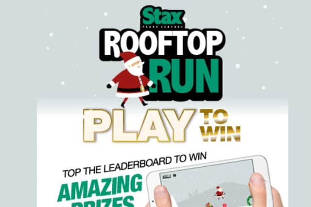 The infectious free Rooftop Run Santa computer game from Stax Trade Centres