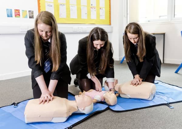 Pupils at Park Mains School, Erskine learning CPR