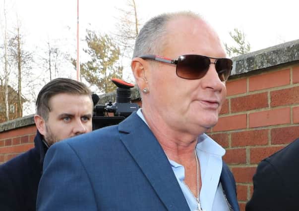 Former England footballer Paul Gascoigne arrives at Peterlee Magistrates' Court. Picture: PA Wire