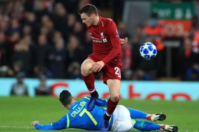 Liverpool's Andrew Robertson in action against Napoli in the Champions League. Picture: Peter Byrne/PA Wire