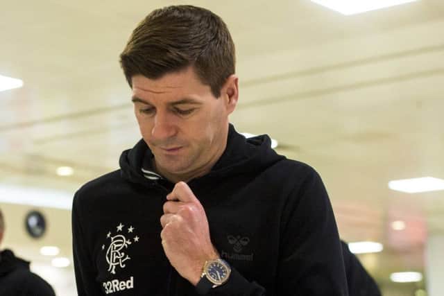 Steven Gerrard at Glasgow Airport as the Rangers squad prepared to fly to Vienna. Picture: SNS