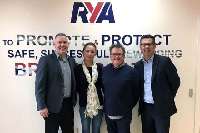 From left: Powercases managing partner Taylor Angus; RYA membership development manager Conor Lee-Swift; RYA membership operations and administration officer Jessica Lawler and Powercases' Peter Waggott. Picture: Contributed