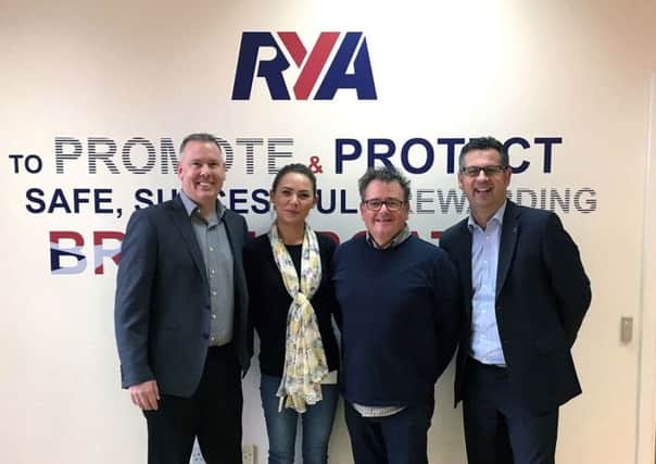 From left: Powercases managing partner Taylor Angus; RYA membership development manager Conor Lee-Swift; RYA membership operations and administration officer Jessica Lawler and Powercases' Peter Waggott. Picture: Contributed
